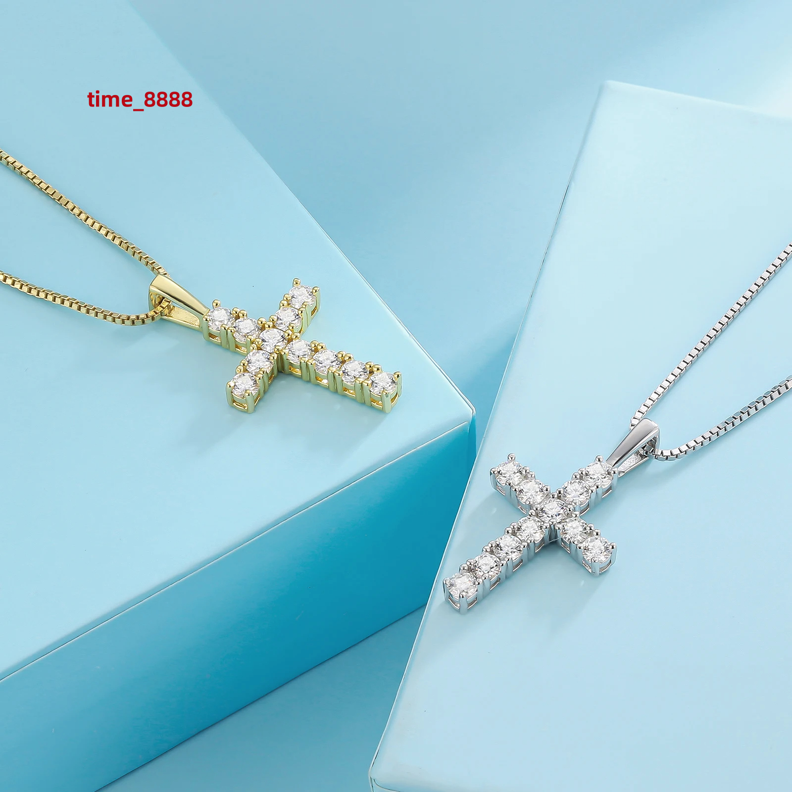 925 Sterling Silver Diamond Crucifix Pendant 14K White Gold Iced Out Jesus Christian Jewelry Moissanite Cross Necklace for Women
