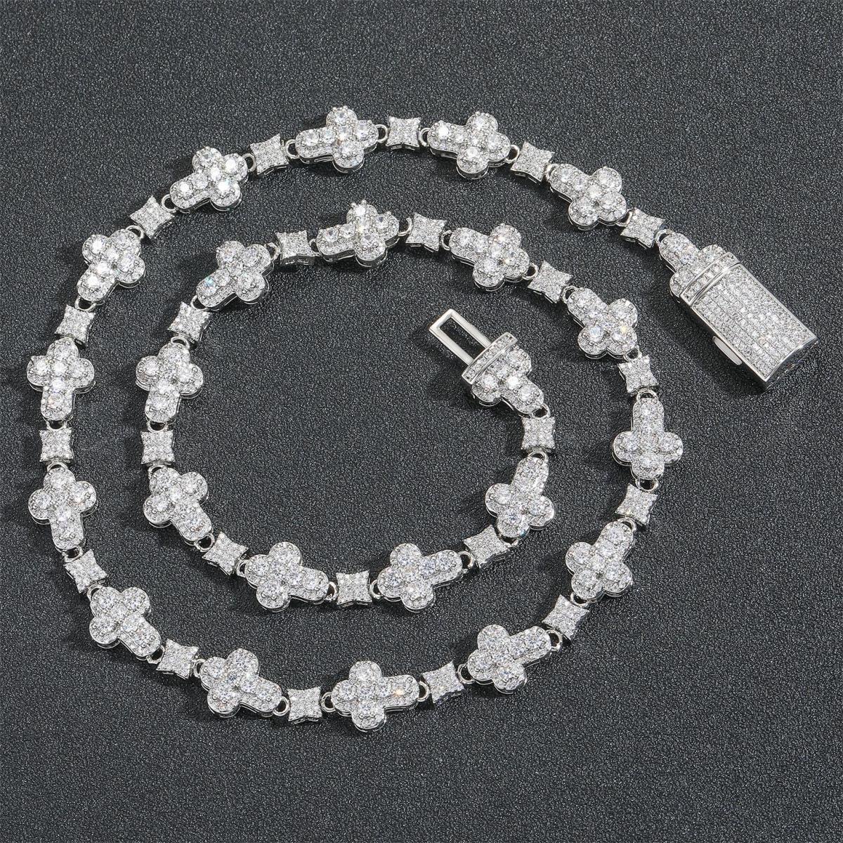 Moissanite Chain Necklace Tennis necklace Moissanite Dia Sterg Sier 10mm Cross Star for men and women Gift Cuban k chain