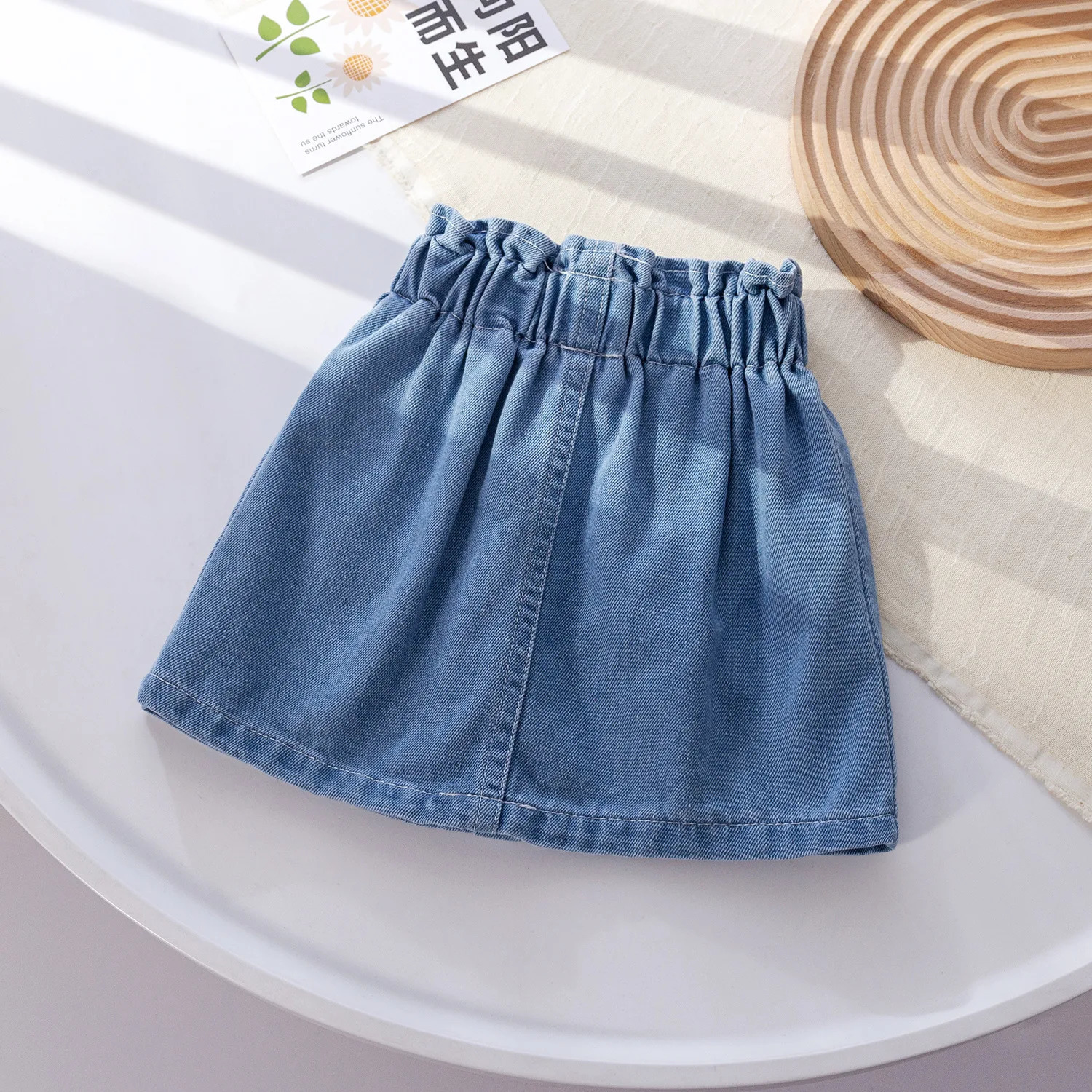 Autumn Girls A-Line Denim Skirt Spring Clothes Baby Flower Button Denim Skirt Summer All-Match ChildrenS Princess Short Skirt 250326