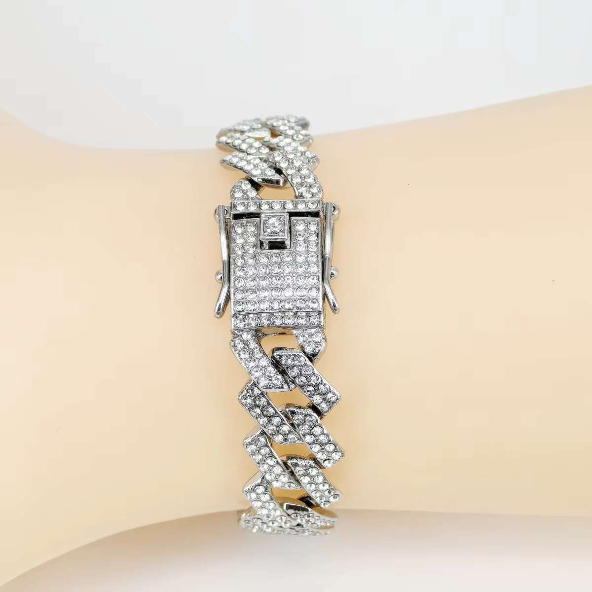 Hip Hop Fashion Diamond Set 15mm Diamond Miami Full Ice Gold Necklace Bracelet