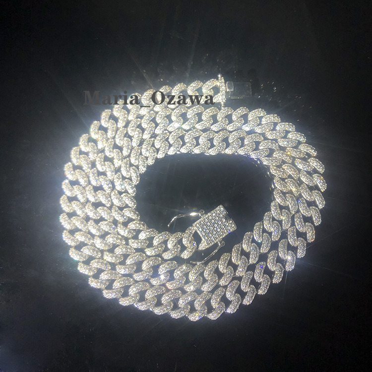 Yuyinggems High Polish 14k White Gold Plated Micro Hip Hop Jewelry Miami Cuban Chain Necklace for Women Men