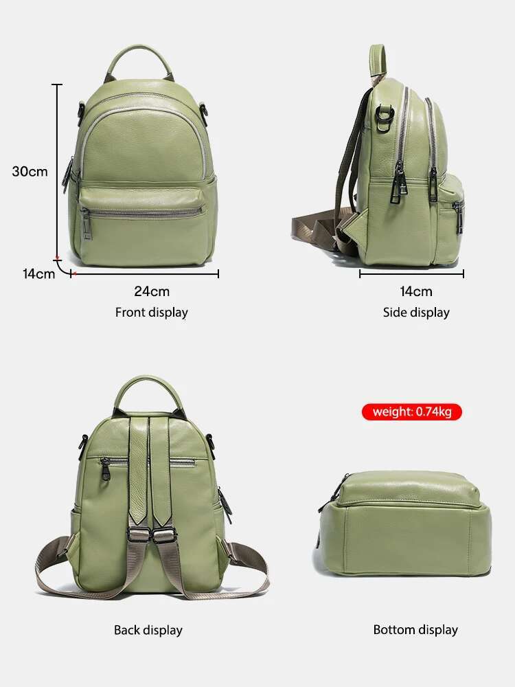 Zency Genuine Leather Backpack Fashion Student School Bag Female Travel Shoulder Women High Capacity Shopper Satchel Bags