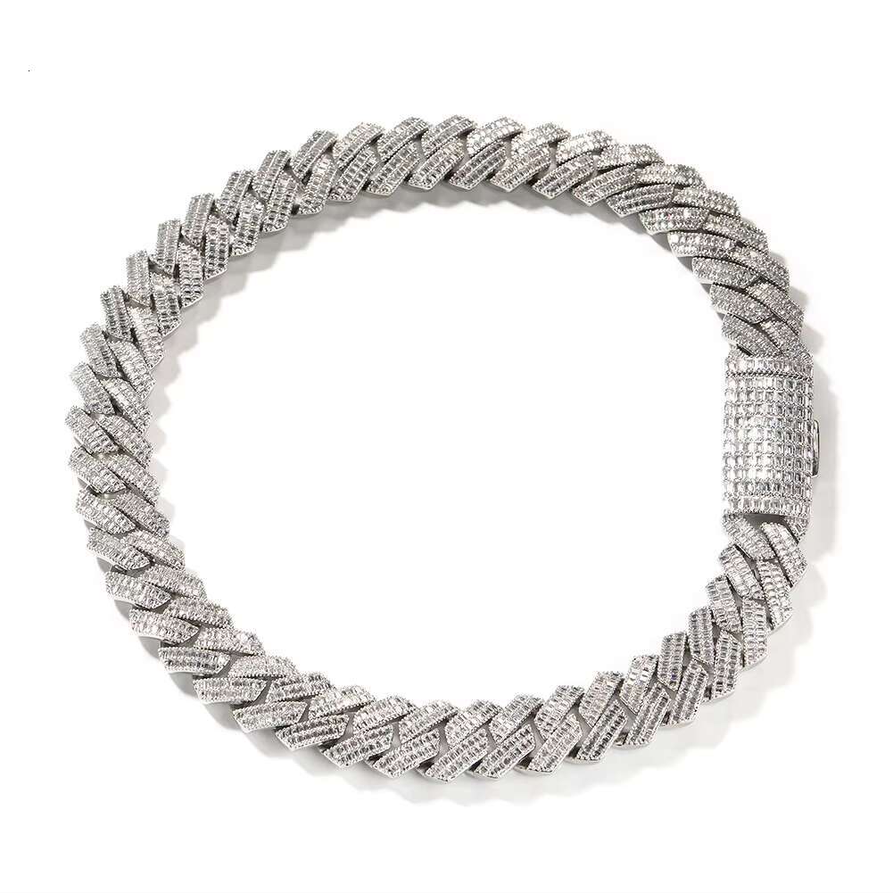 24mm Gold Cuban Link Chain Necklace Double Row T-Bar Clasp Hip Hop Lab-Grown Diamonds Silver Moissanite for Men