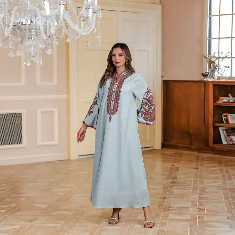 Dongdumaoyi Midden Oosten Moslim Touw Borduren Abaya Dameskleding Dubai Turkijeabaya Dames Luxe Avondjurk W