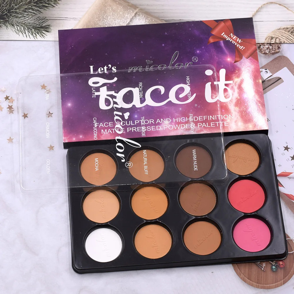 12 color matte facial repair powder powder blusher eye shadow set powder contour high gloss makeup palette facial makeup set 250322