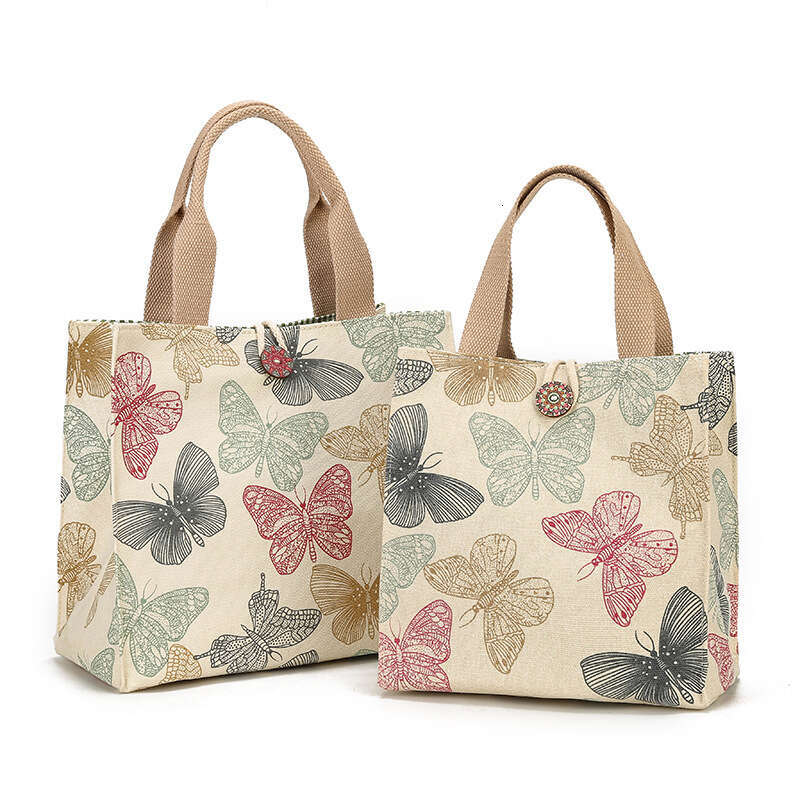 Canvas box large capacity lunch bento office worker bag, cute mom carrying rice bag