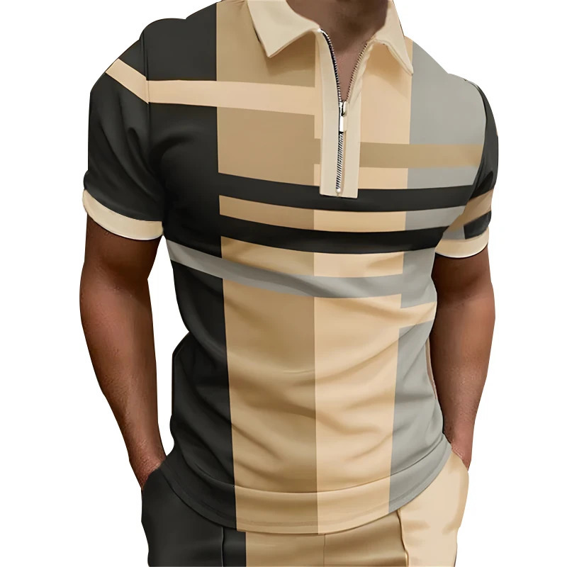 Spring and summer mens casual short sleeved business polo shirt clothing zipper magic color golf 250326