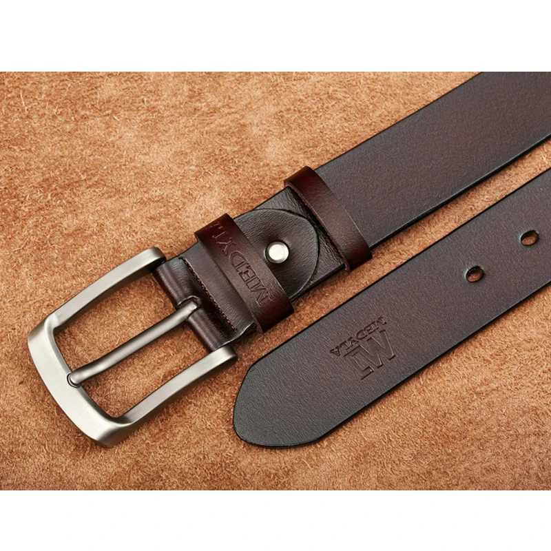 MEDYLA mens high-quality leather luxury belt classic retro alloy pin buckle mens belt W250326