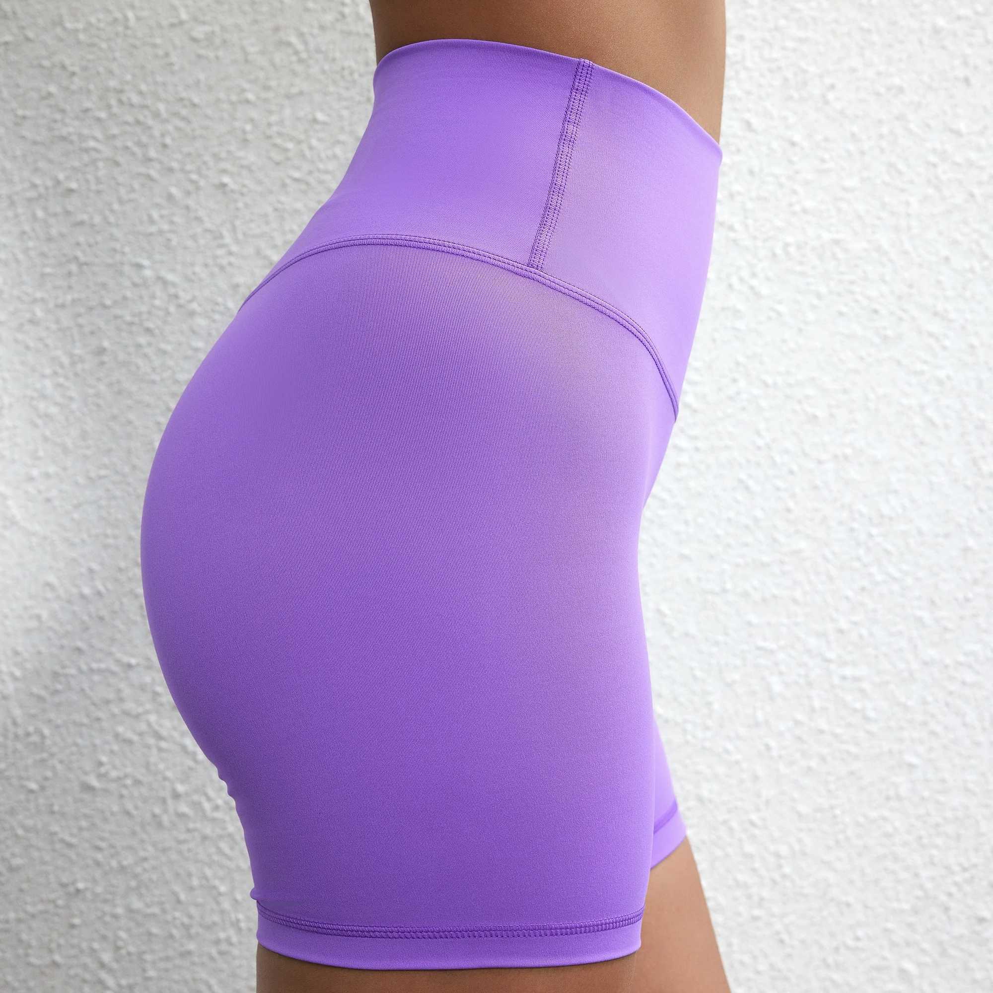 Solid Color Women Fitness Sports Short High Waist Yoga Short Leg Cycling Comprehensive Training Jog Squat Proof Internal Pocket W250326