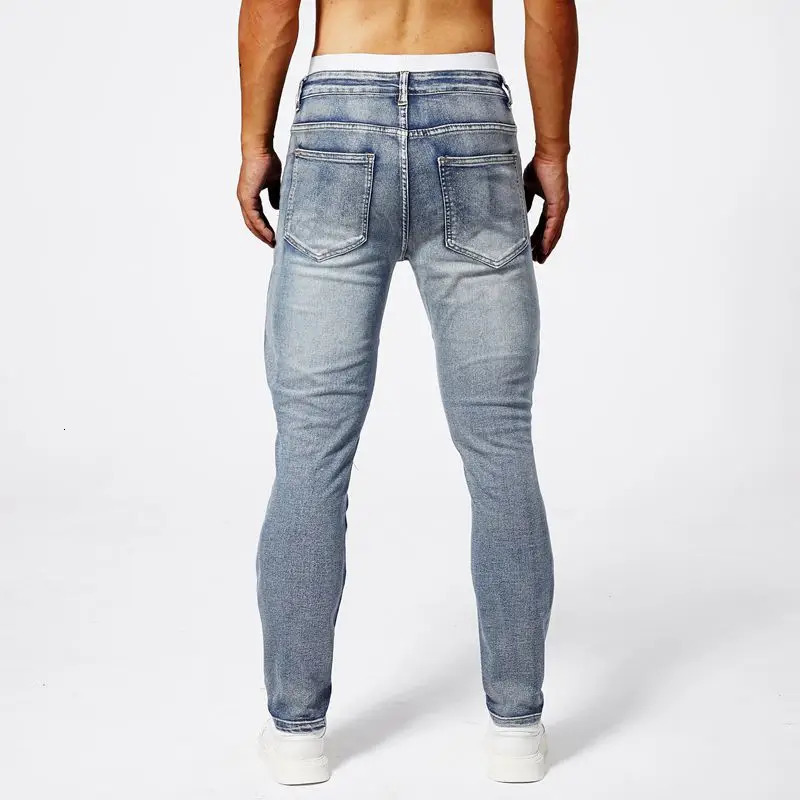 Two tone unsettling patch work jeans mens fashionable summer thin straight leg slim suitable for calf discomfort 250326