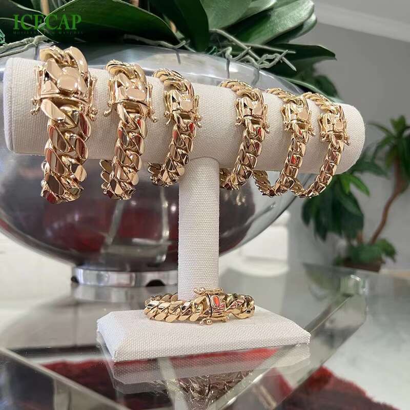 Custom Luxury Design Moissanite Cuban Chain Hip Hop Necklace 925 Silver Gold Plated Miami Link Chain Necklace for Men and Women