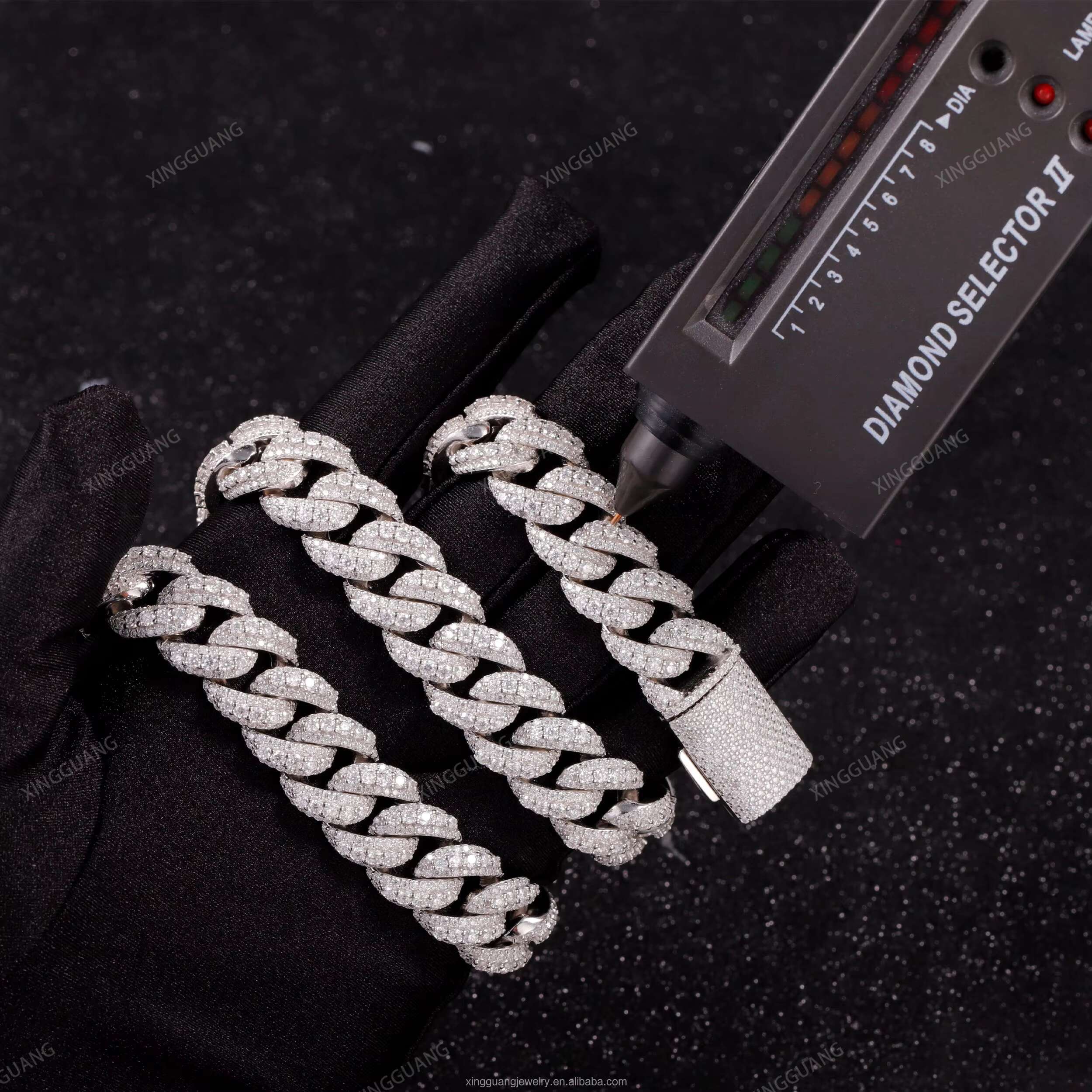 Popular Moissanite Cuban Chain 14mm 18mm 925 Sterling Silver VVS Moissanite Diamond Iced Out Cuban Link Chain Hip Hop Necklace