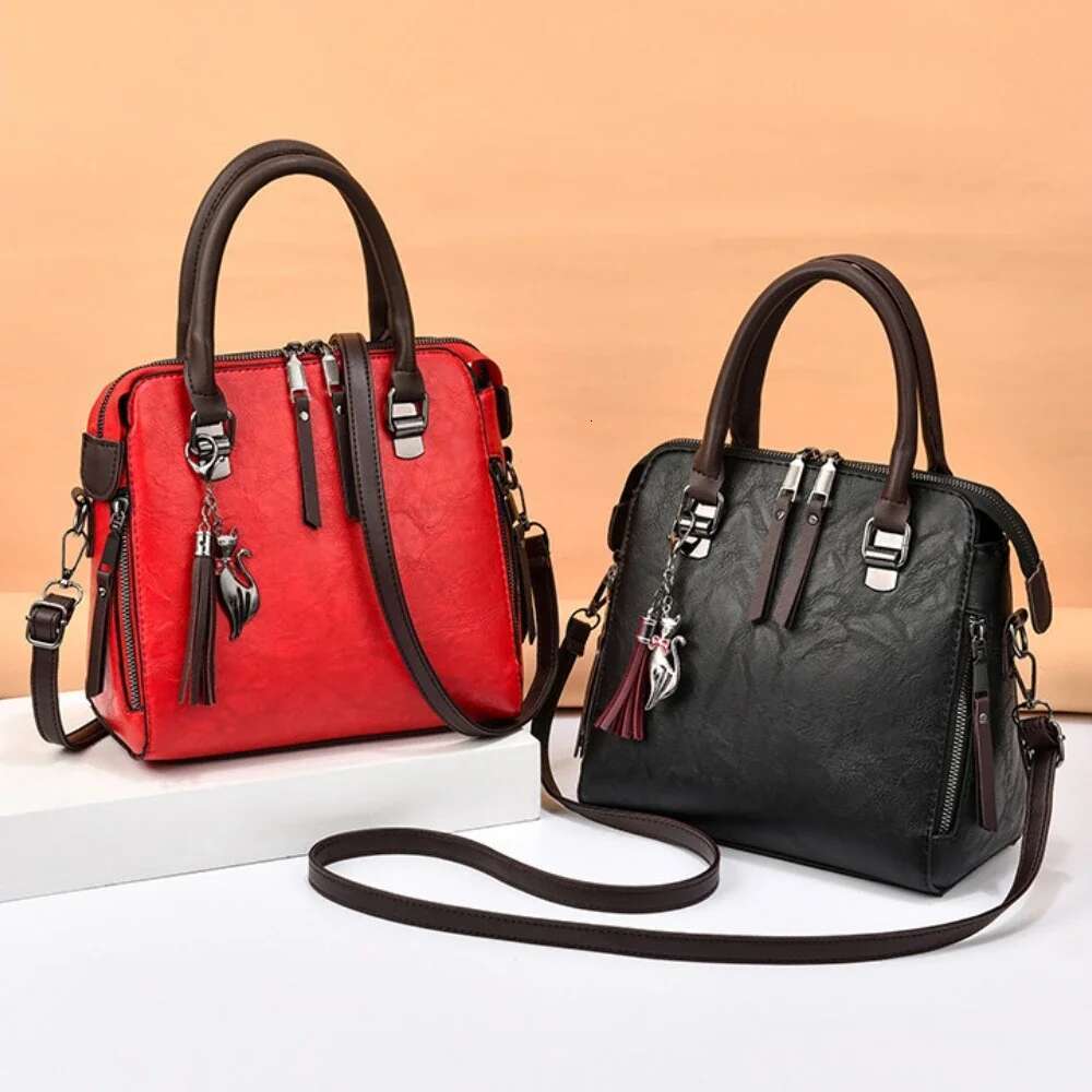 Vintage PU Leather Ladies HandBags Women Messenger TotesTassel Designer Crossbody Shoulder Bag Boston Hand Bags Hot Sale