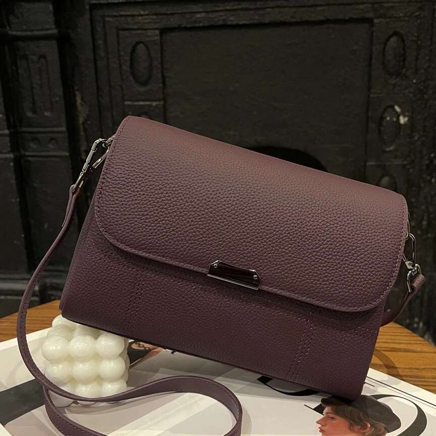 Genuine Leather Women's Versatile Commuter Shoulder With Multiple Compartments Casual Crossbody Square Bag Underarm Hobo