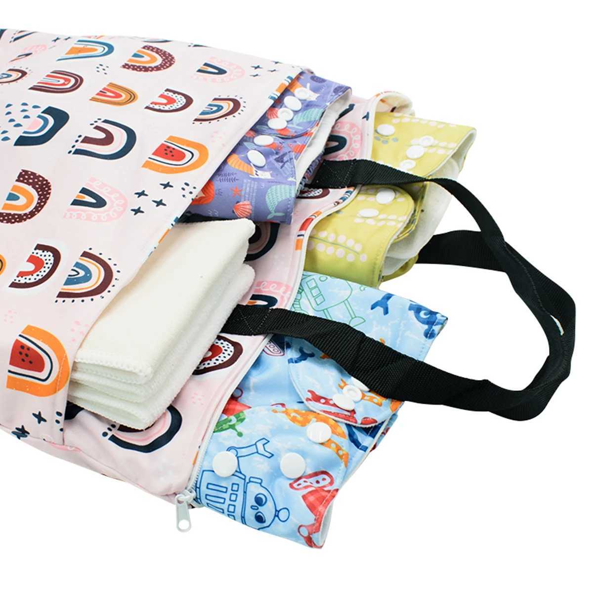 Lager Size Polyester PUL Mumsbest Waterproof Baby Bags for Mom Baby Stroller Use 40*70cm Big Size Double Packet Diaper Wet BagC250326