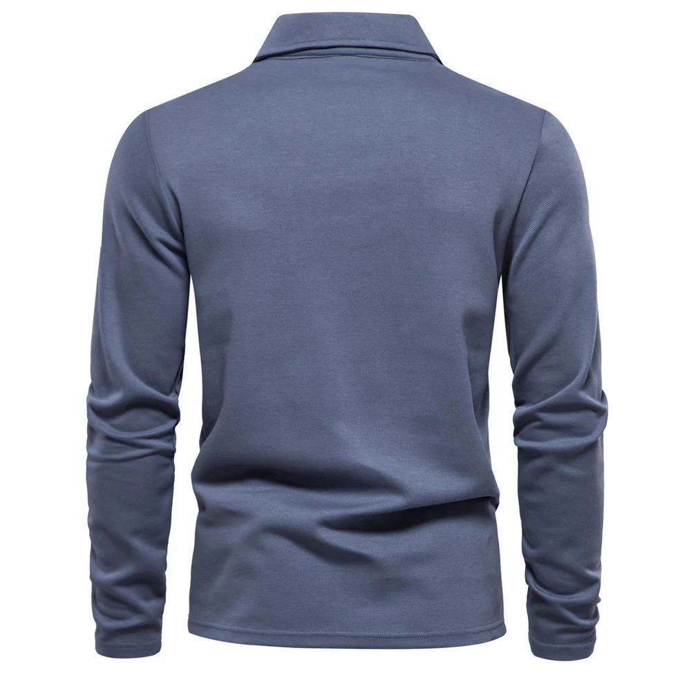 AIOPESON Embroidered Mens Polo Shirt Fashion Collar Flip Casual Social Golf 250326