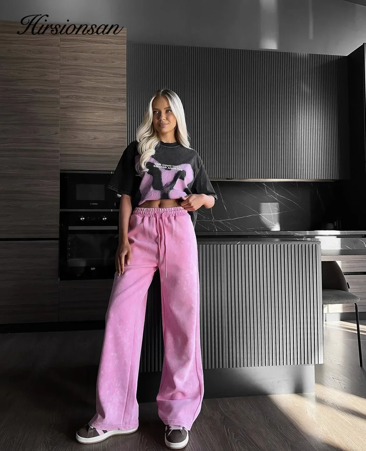 Hirsionsan Acid Washed T Shirt Women Vintage Cotton T-shirts Streetwear Soft Mineral Tees Loose Pink Bow Graphic Tops Y2k 250321