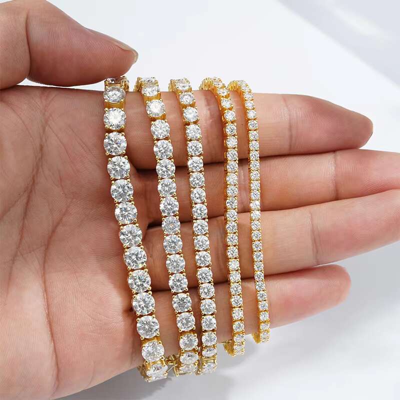 5mm 0.5ct Moissanite Stone Fine Jewelry Bracelet Luxury Women Beautiful Tennis Bracelet Chain