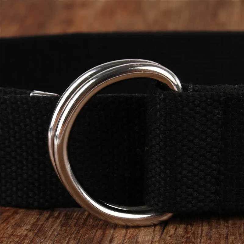 Fashionable mens/womens belt D-shaped double loop buckle simple pure cotton canvas fully matched unisex canvas belt luxurious waist belt W250326