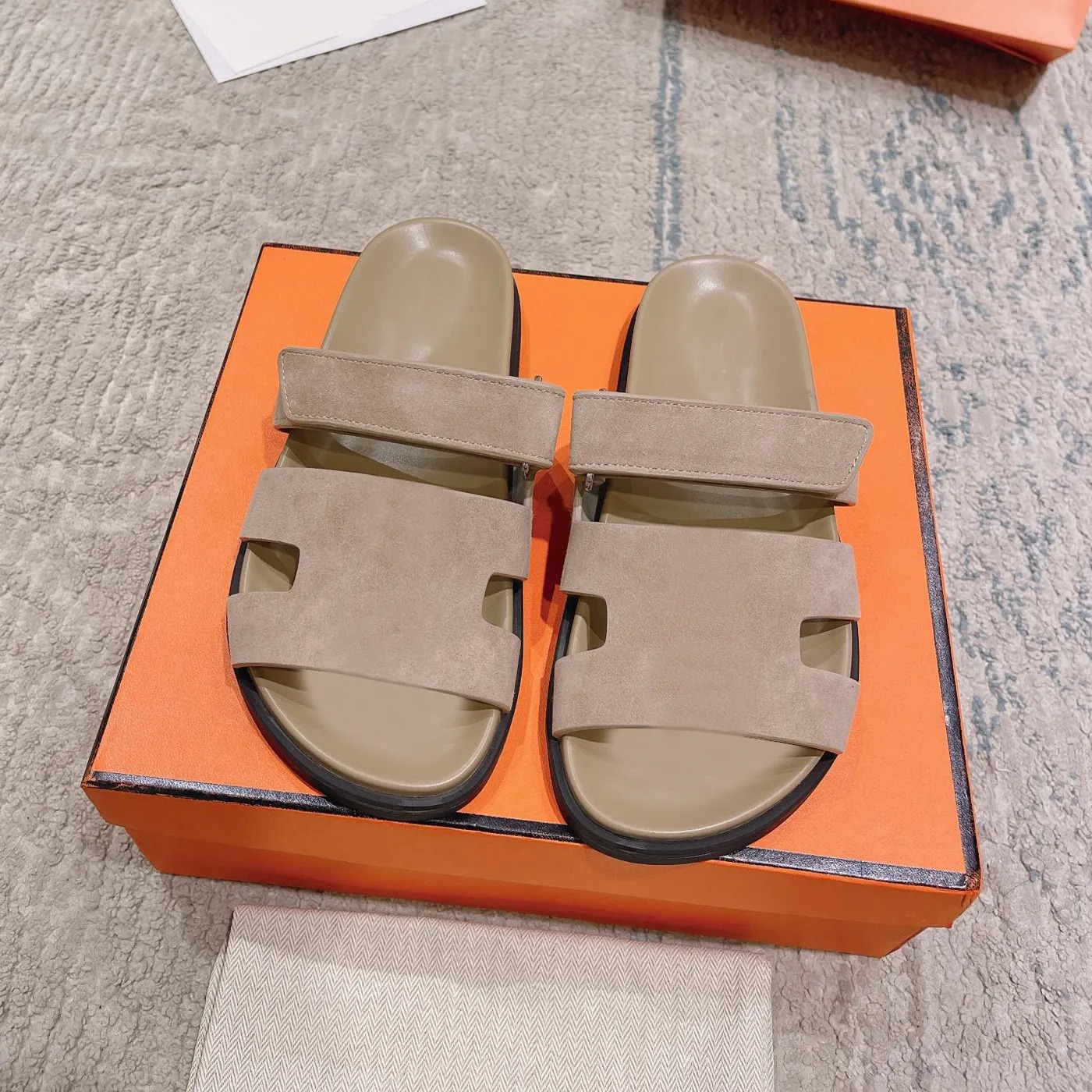 Designer slippers sandals flat slides women Men sliders black white khaki womens ladies shoes outdoor indoor sandal size 34-42