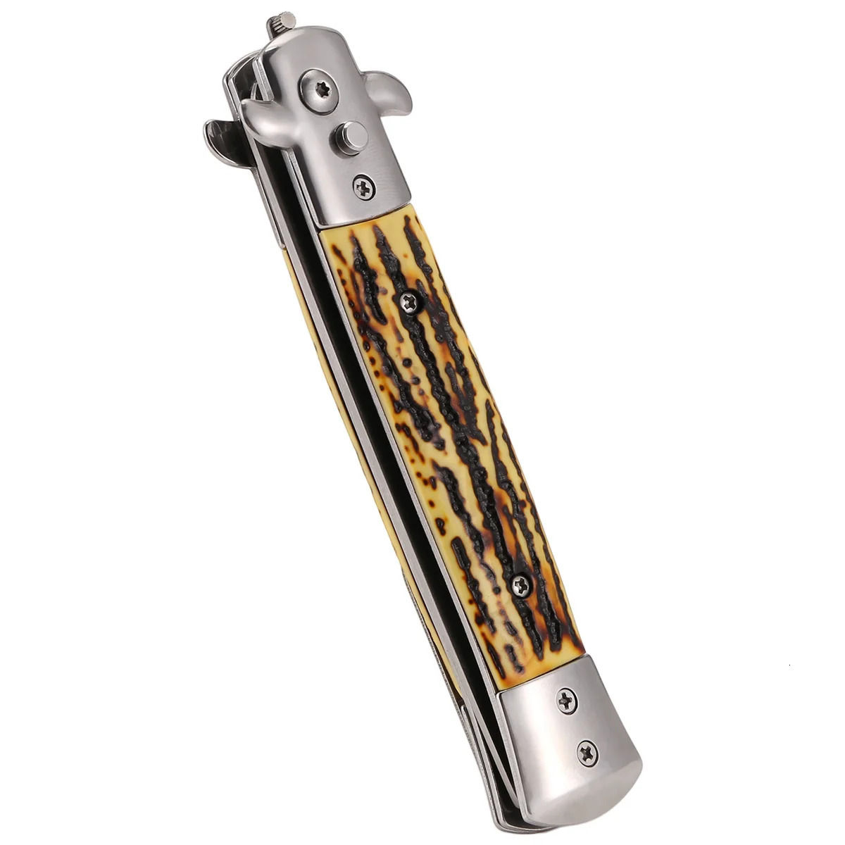 1 automatic stainless steel comb folding knife hair trimmer comb accessories butterfly mens pocket knife 250325
