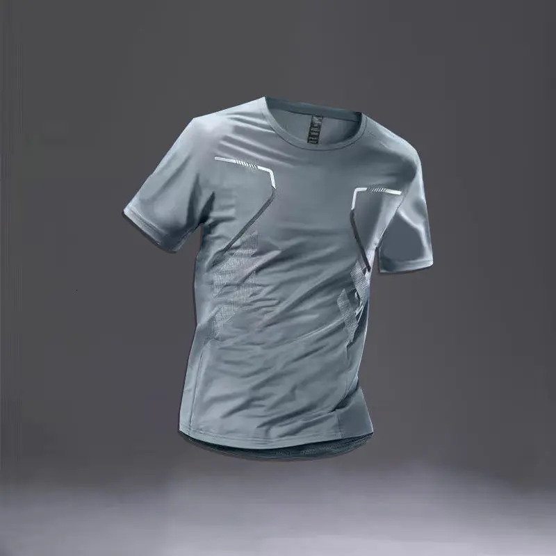 Summer thin casual ice silk sports suit mens round neck short sleeved T-shirt elastic waist sprint quick drying set 250324