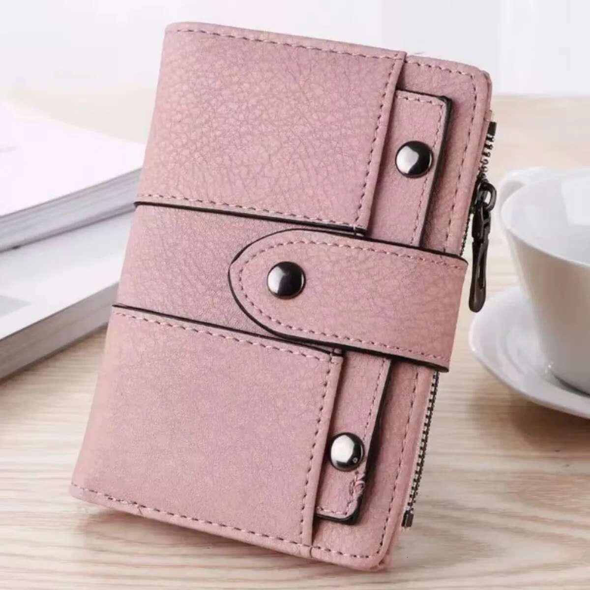 Women's Minimalist Retro Rivet Short Coin Card Holder Handbag Designer Wallet Women's Cushion Women