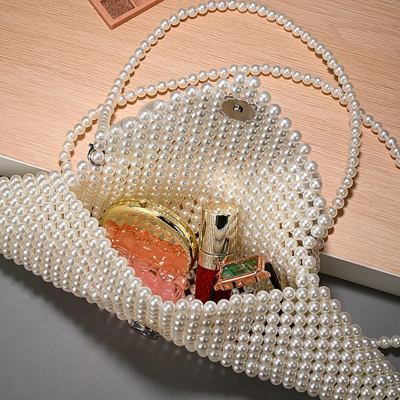 Arrival Casual Niche Handmade Bead Bag Genuine Pearl Special-Shape Tote Fashionable Handbag Beaded Hand-Woven Pearl 250325