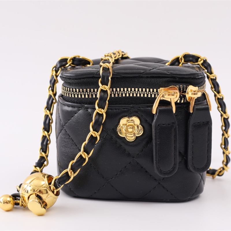 new 3 crossbody Women's foreign gold ball camellia mini diagonal small body box bag