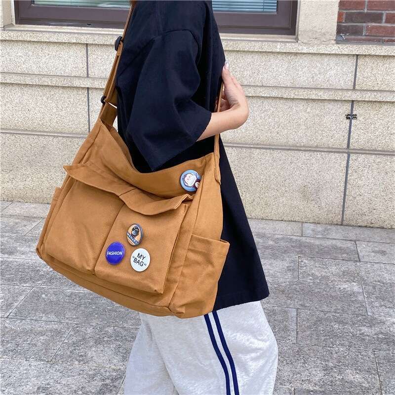 Canvas 2025 new Korean version crossbody men's trendy brand Ruiying travel large capacity shoulder armpit women's bag