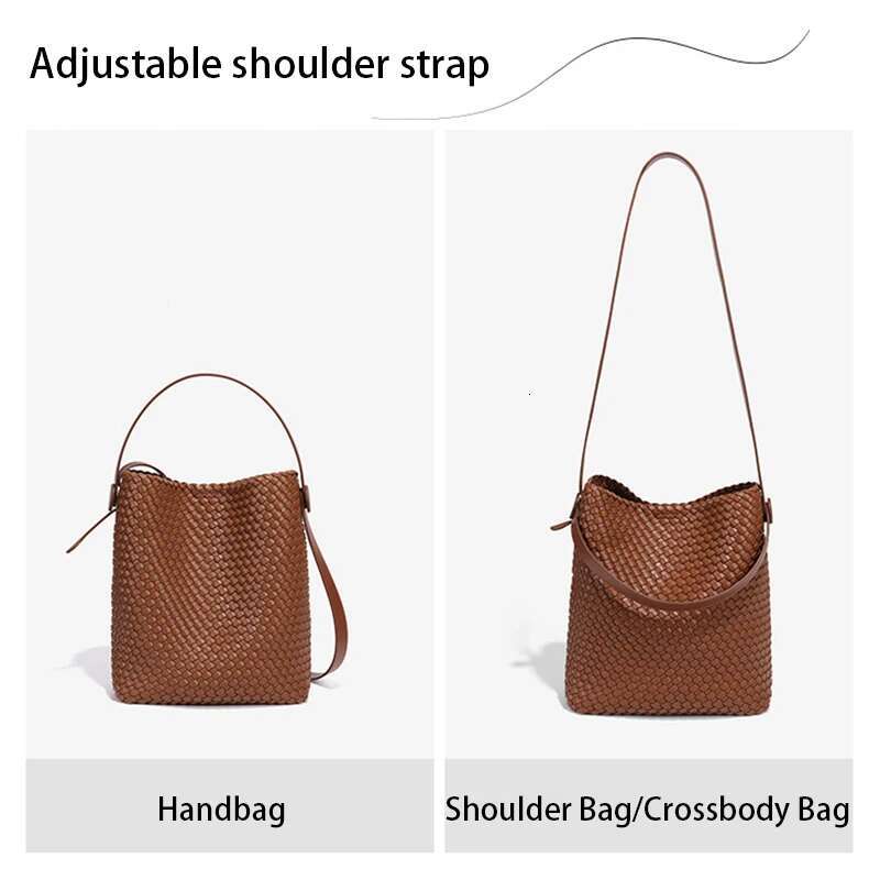 Woven Bucket Large Crossbody Casual Shoulder Hobo Faux Leather Shopping Bag Fashion Summer Beach Tote Bags