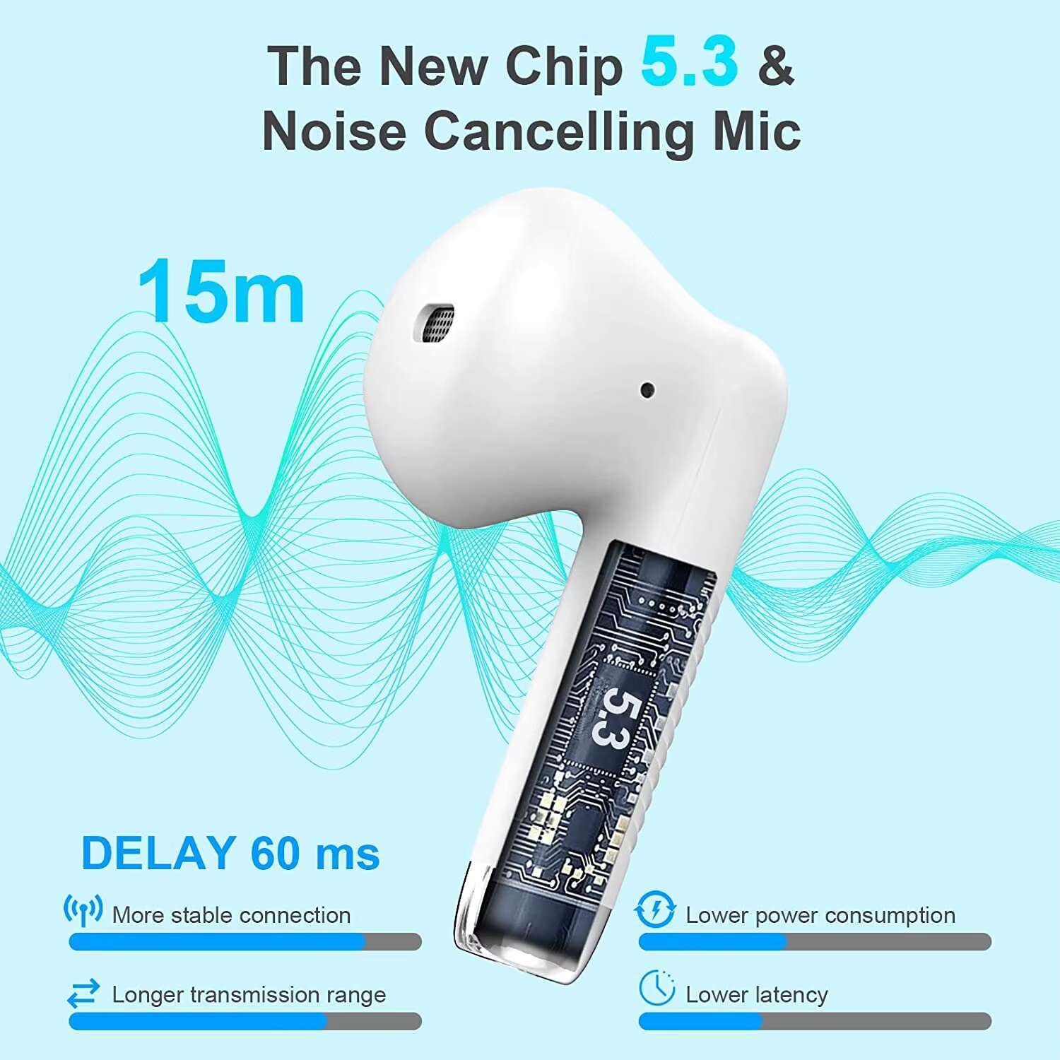 Huien IP-X7 waterproof sports earphones noise cancelg microphone and F9 earbuds, equipped with 32h playback time USB charging earbuds in pink