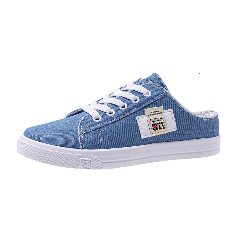 Designer Shoes Women's Semi Drag Breathable Canvas 2025 New Summer White Blue Korean Version Fashionable Casual Sports Shoes Women's Flat Sh