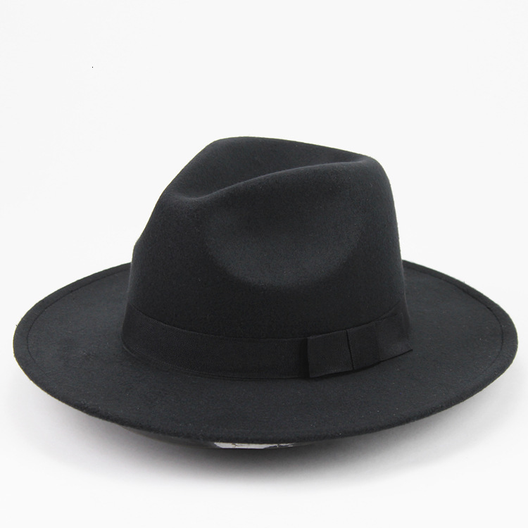 Street style wool imitation British jazz hats for men and women large brimmed hats felt hats versatile sun shading