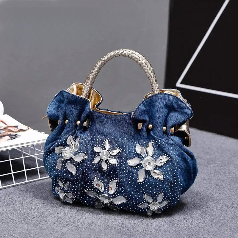 Woman Denim Handbags Vintage Rhie Shoulder Women's Small Bags Jean Bolsas Femininas For Women