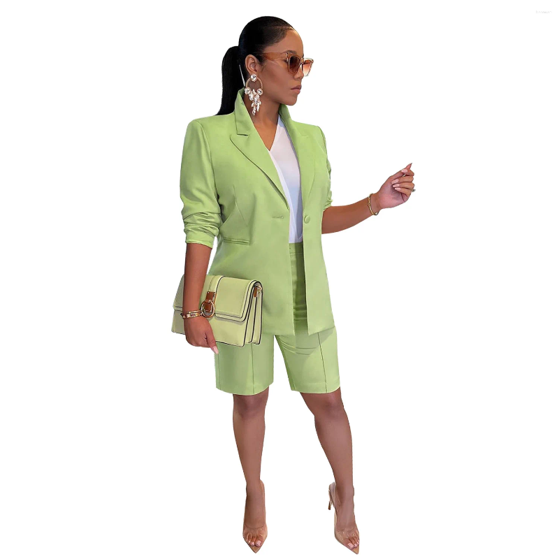 Womens Tracksuits Suit Blazer And Pants Casual Fashion Solid Long Sleeved Versatile Coat Tight Shorts Set Slim Fit Office 2 Piece