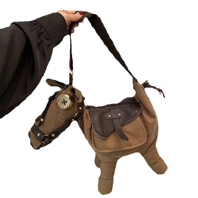 Women's Casual Canvas Large Capacity Creative Pony Shoulder Crossbody Bag