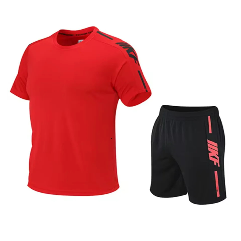 Summer mens Tshirt and shorts sports twopiece set running fitness short sleeved comfortable breathable casual clothing 250326