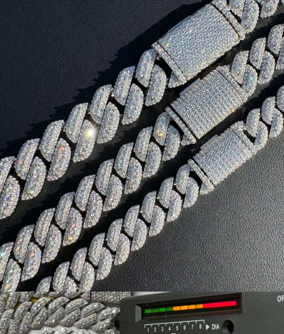 MOISSANITE 925 Sterling Silver Miami Cuban Link Chain Rounded Prong Vintage 10mm 14mm 16 30 Lengths Passes Fine Necklaces