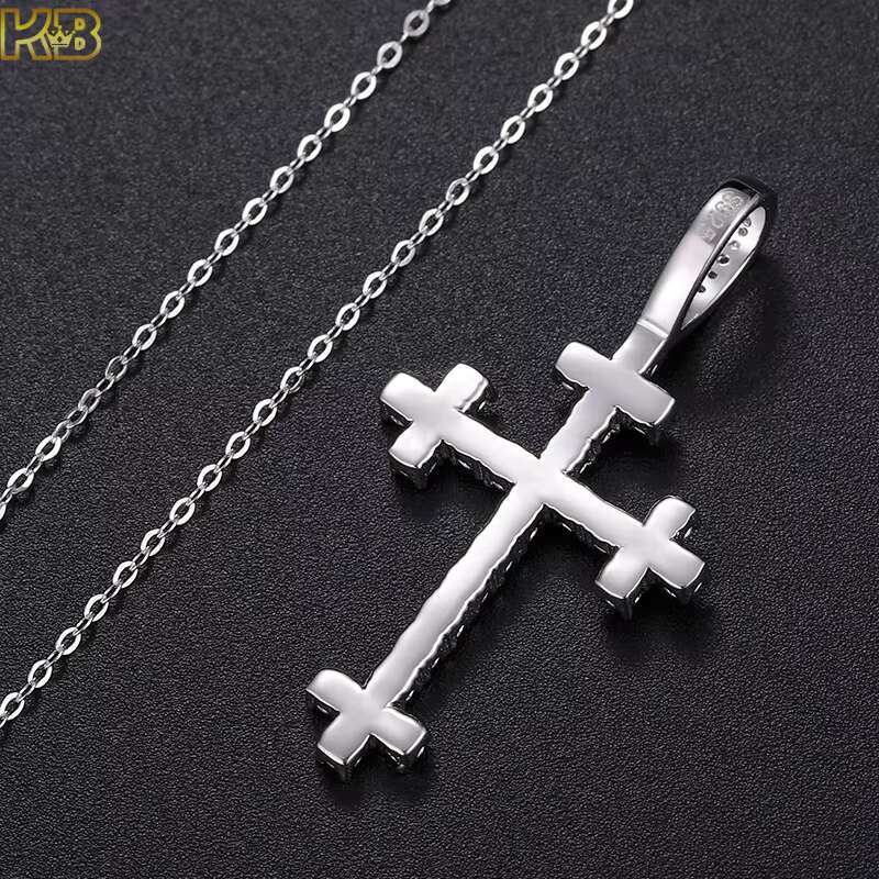 Silver 925 Moissanite Cross Pendant Iced Out Hiphop Design Modern Style Elegant Jewelry Perfect Daily Use