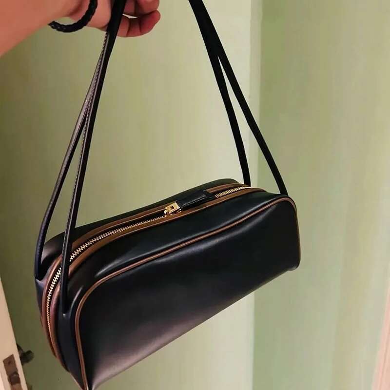Design 25Ss Genuine Leather Bowg Hand Women New High-End Contrast Color Shoulder Ladies Commuting Underarm Bag
