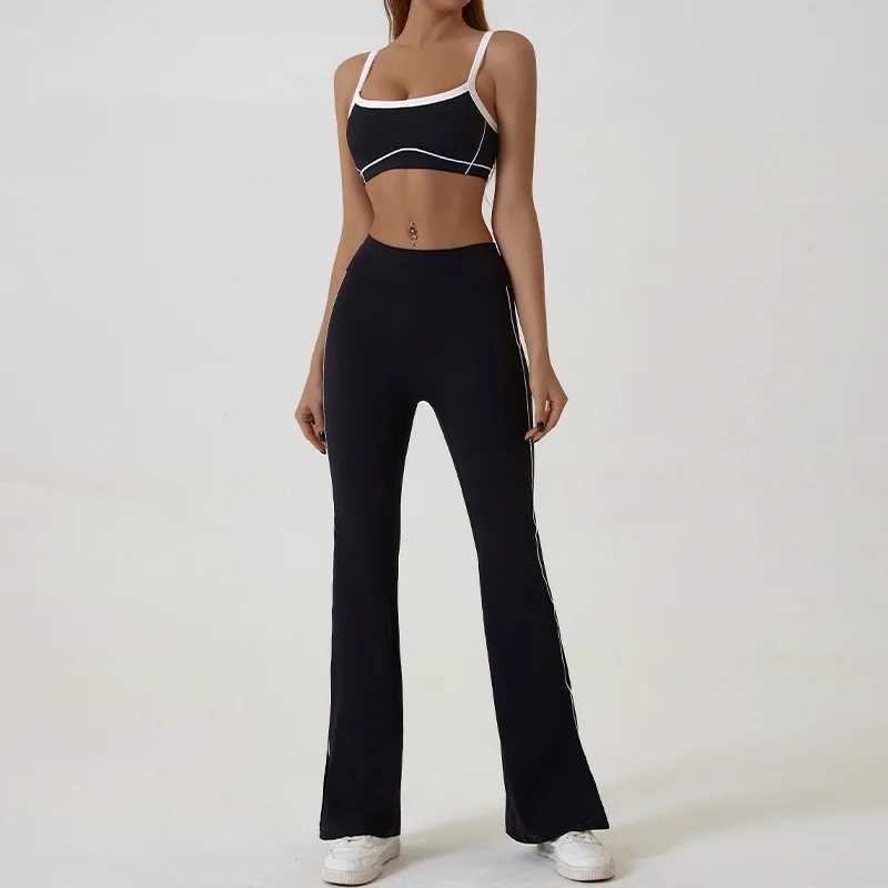 /2-piece yoga set womens sports bra set fitness clothing flash pants gym activity suit W250326
