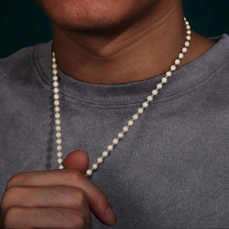 Fine Jewelry Unisex Buddhist Beads Chain Necklaces Moissanite Iced Out Chain 10mm 8mm 6mm For Men Hip Hop Jewelry