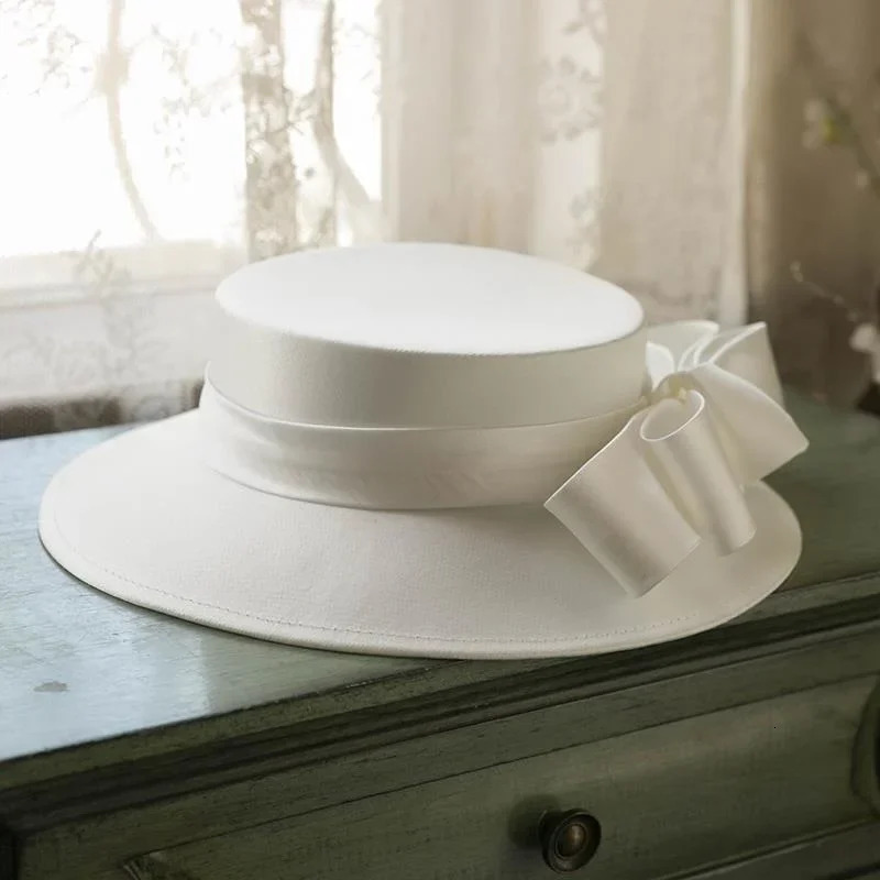 Women Large Brim Sinamay Fascinator Hat Cocktail Wedding Party Church Headpiece Fashion Headwear Formal Flower Hair Accessories 250325