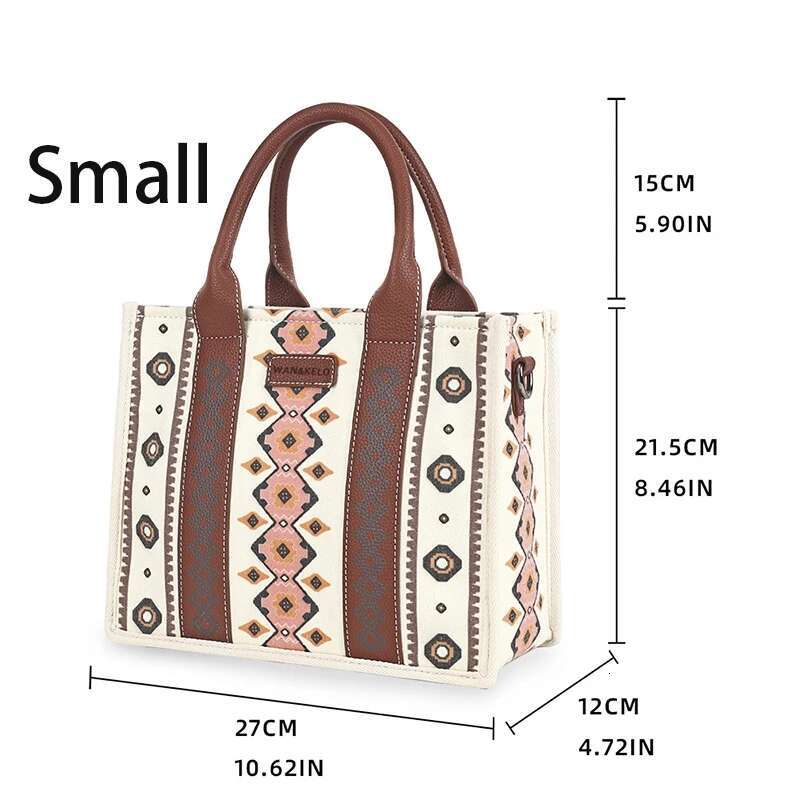 Large Capacity Bohemian Ladies Tote Bag Western Aztec Women Canvas Handbags With Wide Shoulder Strap Fashion Messenger Purse