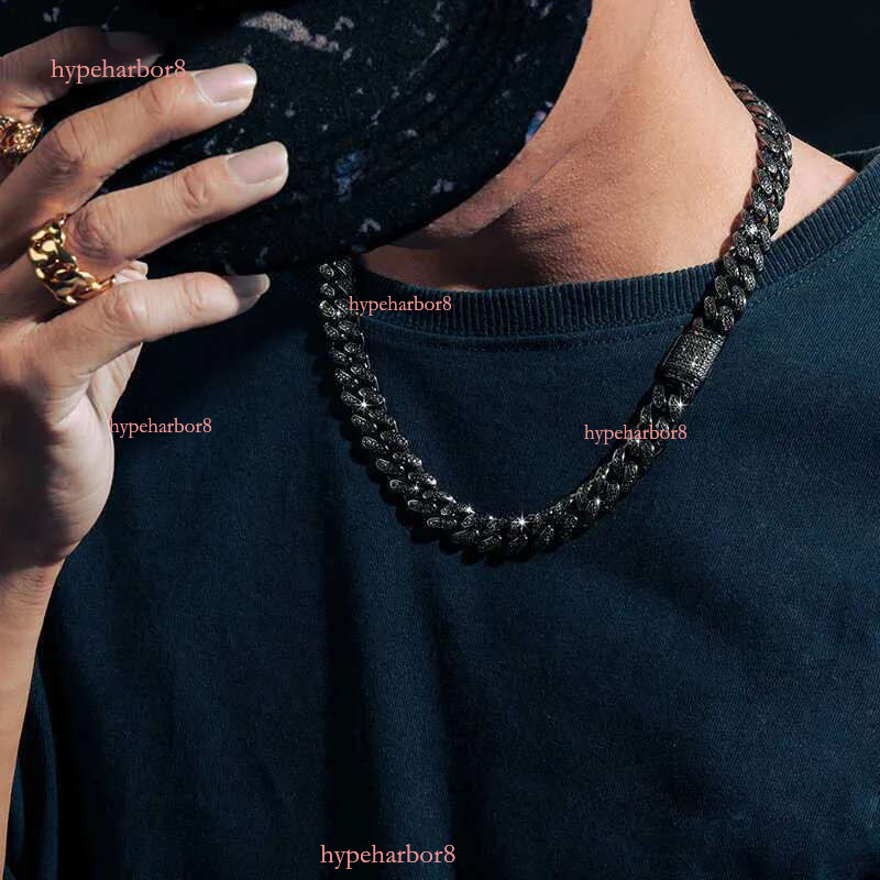 designer design pendant necklaces fresh item 12mm black vvs moissanite iced out k chain hip hop fine jewelry sterg sier dia cuban necklace