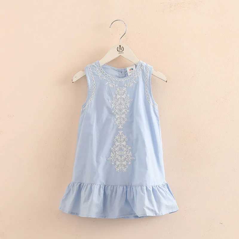 2024 Hot Summer 2 3 4 6 8 10 Year Short Lace Embroidery Lace Cotton Edge Tank Sleeveless Childrens Girls Dress W250326