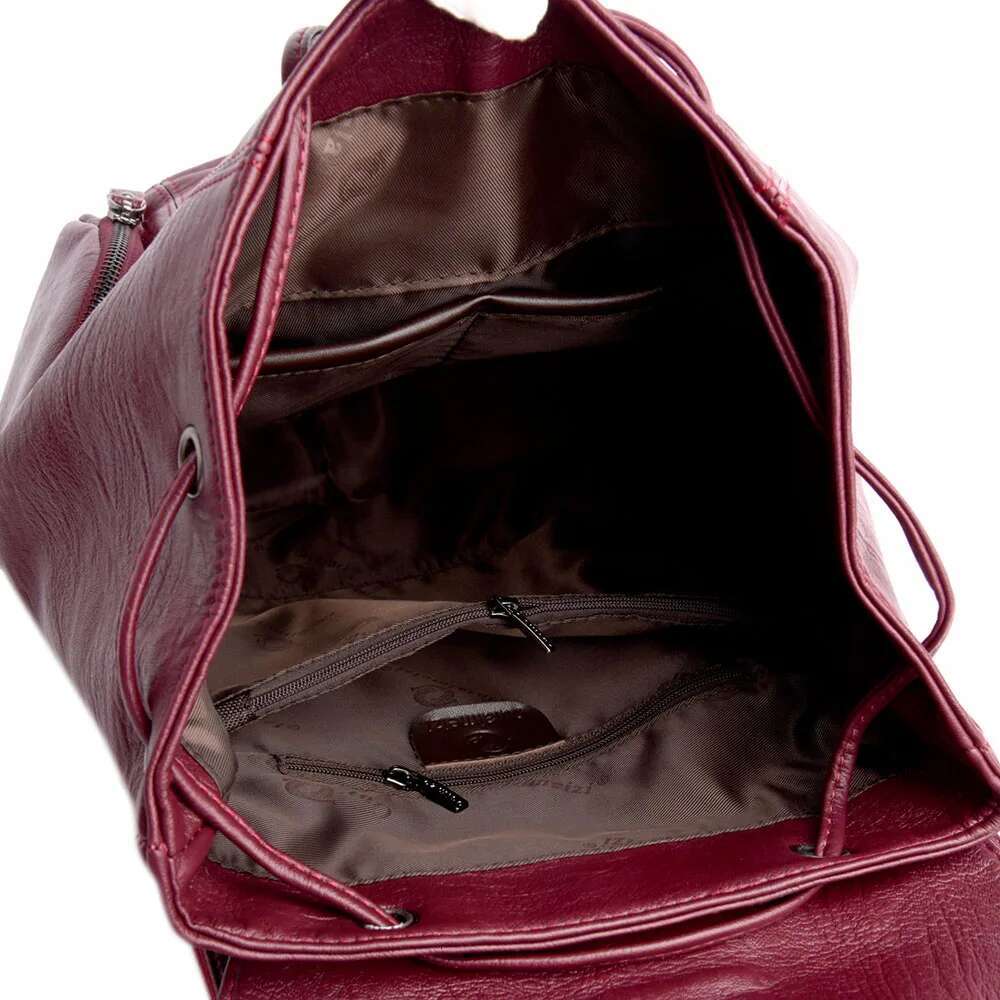 High Quality Leather Woman New Arrival Fashion Female Backpack String Bags Large Capacity School Bag Mochila Feminina
