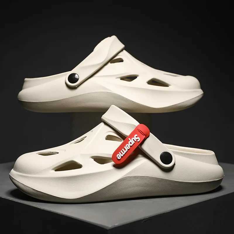 Mens shoes sandals perforated shoes indoor and outdoor beach walking mens solid color EVA casual shoes and hats thickXJ250326