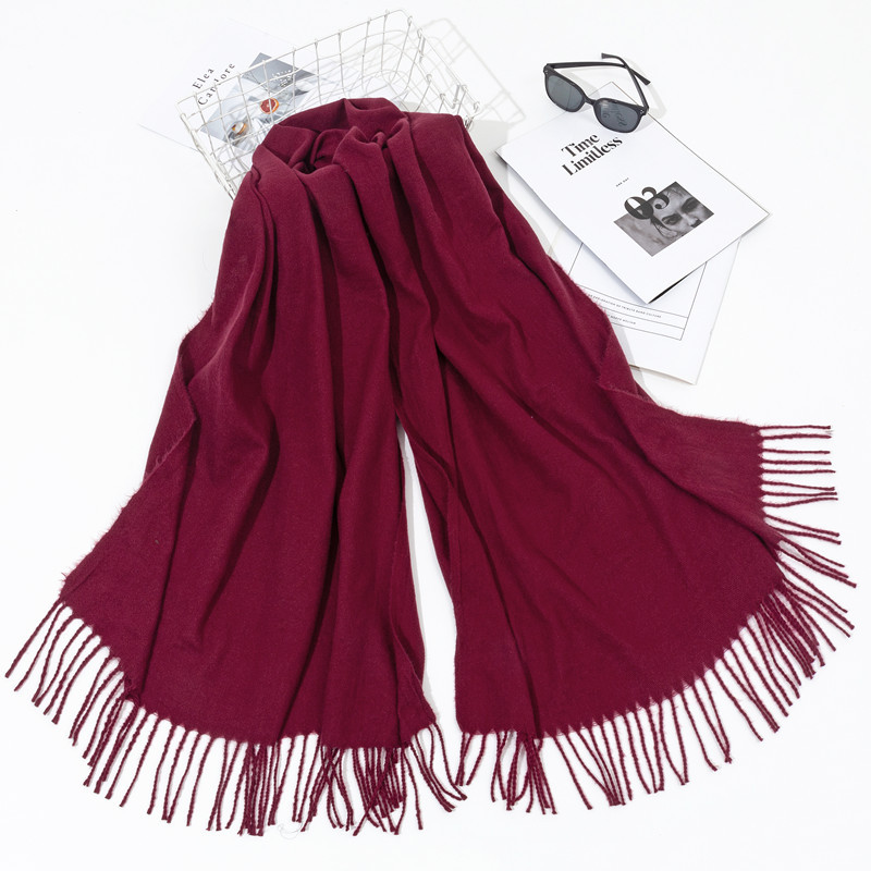 K231 One piece of new imitation cashmere scarf for women Korean style autumn and winter warm cashmere solid color gift neck shawl